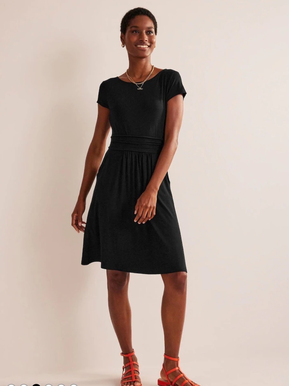 Boden Amelie Jersey Dress In Black Ground Size 12R NWT